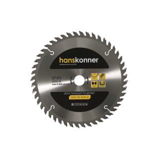 Hanskonner H9022-185-20/16-48 Пильный диск по дереву 185x20/16мм, 48 зубьев, Hanskonner Hanskonner H9022-185-20/16-48 Пильный диск по дереву 185x20/16мм, 48 зубьев, Hanskonner