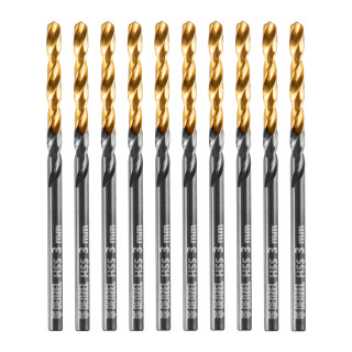 Denzel Сверло по металлу, 3 мм, HSS-Tin, Golden Tip, 10 шт.// Denzel (717205) Denzel Сверло по металлу, 3 мм, HSS-Tin, Golden Tip, 10 шт.// Denzel (717205)