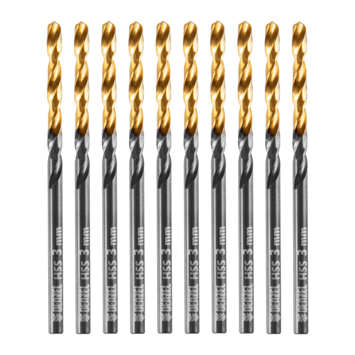 Denzel Сверло по металлу, 3 мм, HSS-Tin, Golden Tip, 10 шт.// Denzel (717205)