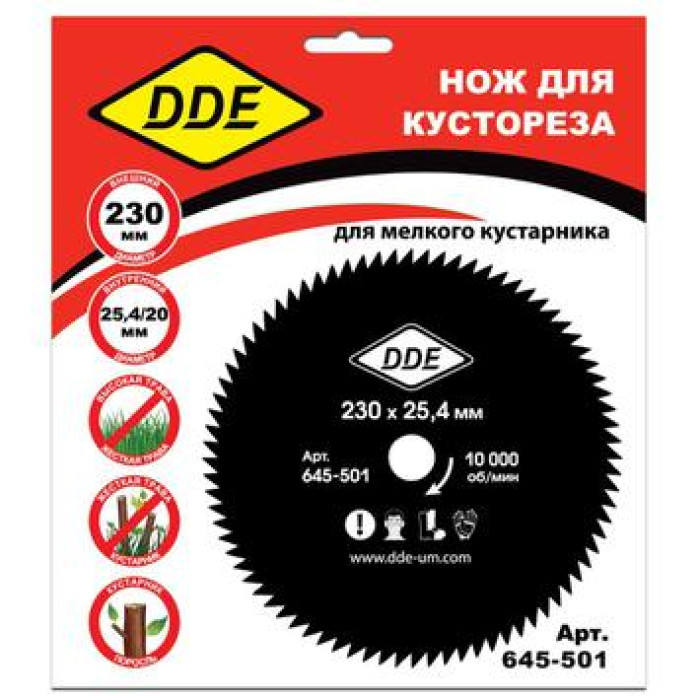DDE Диск для триммера DDE WOOD CUT 60 зубьев, 230 х 25,4 мм (толщина = 1,4 мм) (645-501)