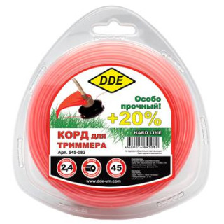 DDE Корд триммерный в блистере DDE Hard line (круг армированный) 2,4 мм х 44 м, серый/красный (645-0 DDE Корд триммерный в блистере DDE Hard line (круг армированный) 2,4 мм х 44 м, серый/красный (645-0