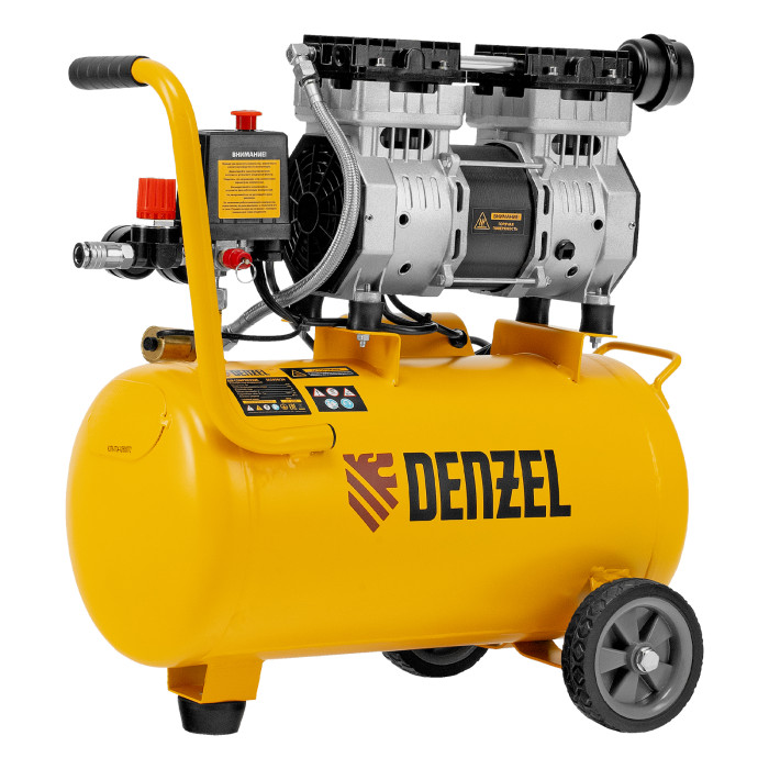 Denzel Компрессор DLS950/24 безмаслянный малошумный 950 Вт, 165 л/мин,ресивер 24 л// Denzel (58026)