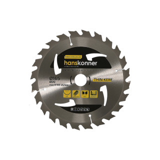 Hanskonner H9022-165-20-24T Пильный диск по дереву THIN KERF 165x20 мм, 24 зубьев, Hanskonner Hanskonner H9022-165-20-24T Пильный диск по дереву THIN KERF 165x20 мм, 24 зубьев, Hanskonner