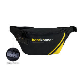 Hanskonner HKWB0001 Сумка поясная, 2 отделения, 360мм x 150мм x 70мм, кодовый замок, pat., Hanskonne