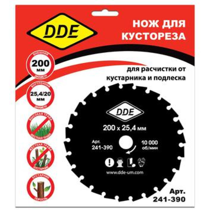 DDE Диск для кустореза DDE WOOD CUT 26 зубьев, 200 x 25,4/20 мм (толщина = 1,8 мм) (241-390)