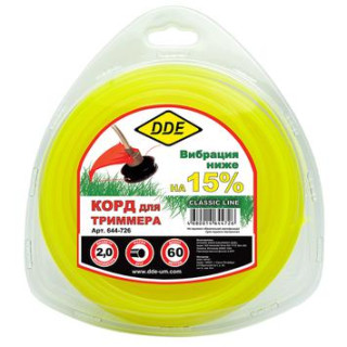 DDE Корд триммерный в блистере DDE Classic line (круг) 2,0 мм х 63 м, желтый (644-726)