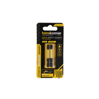 Биты PZ2x50мм, impactpower, торсионные, 2шт, Hanskonner Биты PZ2x50мм, impactpower, торсионные, 2шт, Hanskonner