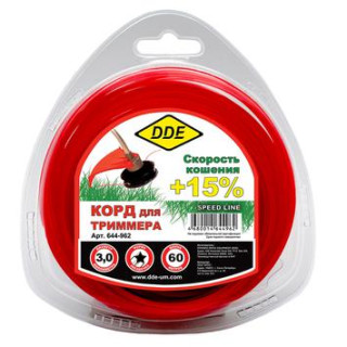 DDE Корд триммерный в блистере DDE Speed line (звезда) 3,0 мм х 74 м, красный (644-962) DDE Корд триммерный в блистере DDE Speed line (звезда) 3,0 мм х 74 м, красный (644-962)