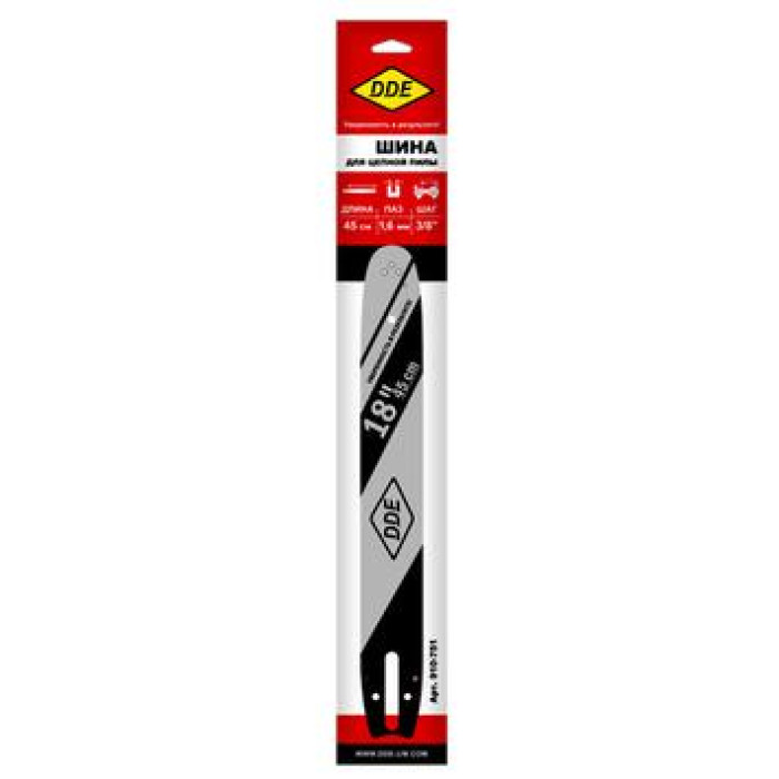 DDE Шина пилы цепной сварная DDE 18/45 см-3/8-1,6-66z (для цепи 75DP/LP)(183SLHD025) (910-751)