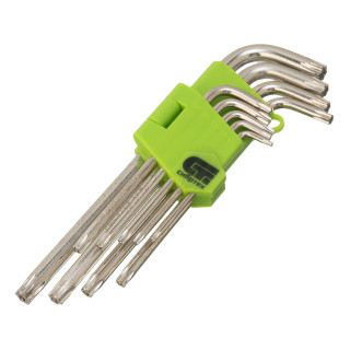 Сибртех Набор ключей имбусовых Tamper-Torx, 9 шт.: TT10-ТT50, 45x, закаленные, удлиненные, никель// Сибртех Набор ключей имбусовых Tamper-Torx, 9 шт.: TT10-ТT50, 45x, закаленные, удлиненные, никель//