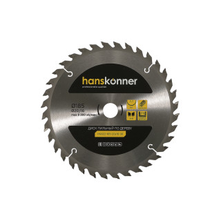 Hanskonner H9022-185-20/16-36 Пильный диск по дереву 185x20/16мм, 36 зубьев, Hanskonner Hanskonner H9022-185-20/16-36 Пильный диск по дереву 185x20/16мм, 36 зубьев, Hanskonner