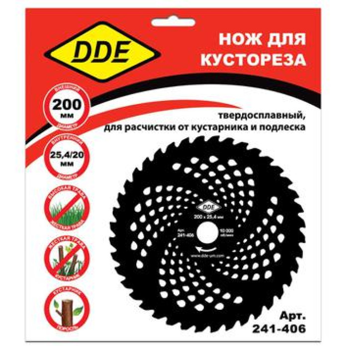 DDE Диск для кустореза DDE WOOD CUT твердосплавный, 40 зубьев, 200 х 25,4/20 мм (толщина = 1,3 мм) (