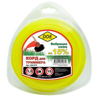 DDE Корд триммерный в блистере DDE Classic line (круг) 1,3 мм х 15 м, желтый (644-672)
