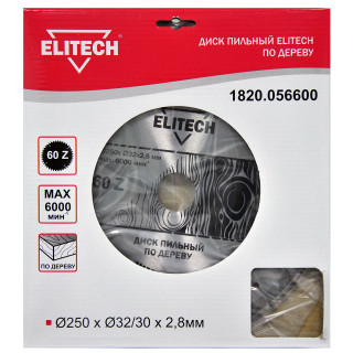 1820.056600 (Диск пильный 250х32/30 60зуб) Elitech