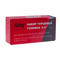 Набор торцевых головок 3/4 8 шт. для гайковертов IW 1600 (26-27-29-30-32-35-36-38 мм.) картонн Fubag