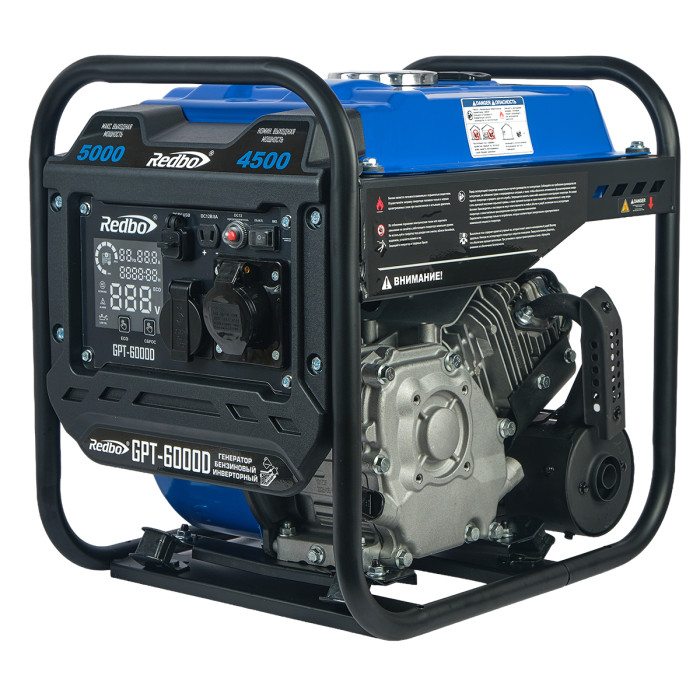 REDBO GPT-6000D Генератор бензиновый инверторный (225см3/ч, 4,5кВт/5,0 кВт, ручн.стартер)