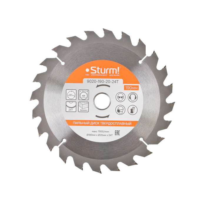 Sturm! 9020-190-20-24T Пильный диск, размер 190x20/16x24 зуба, твердосплавные напайки Sturm!
