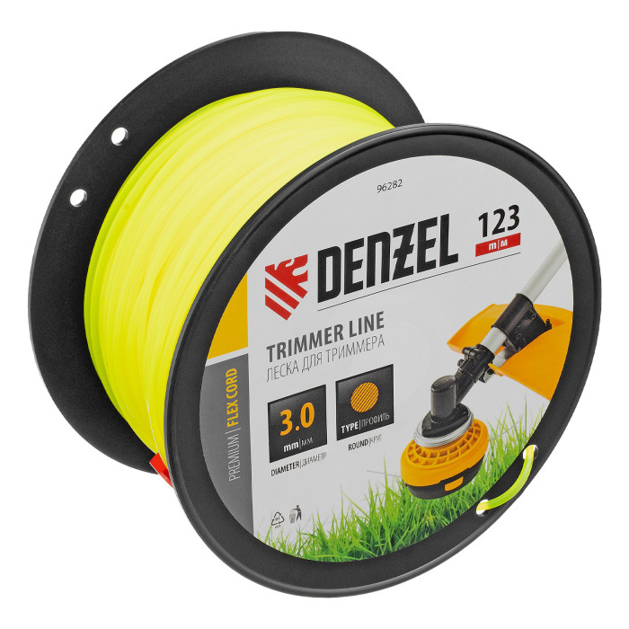 Сибртех Леска для триммера круглая, 3,0мм х 123м, на DIN катушке FLEX CORD// Denzel (96282)