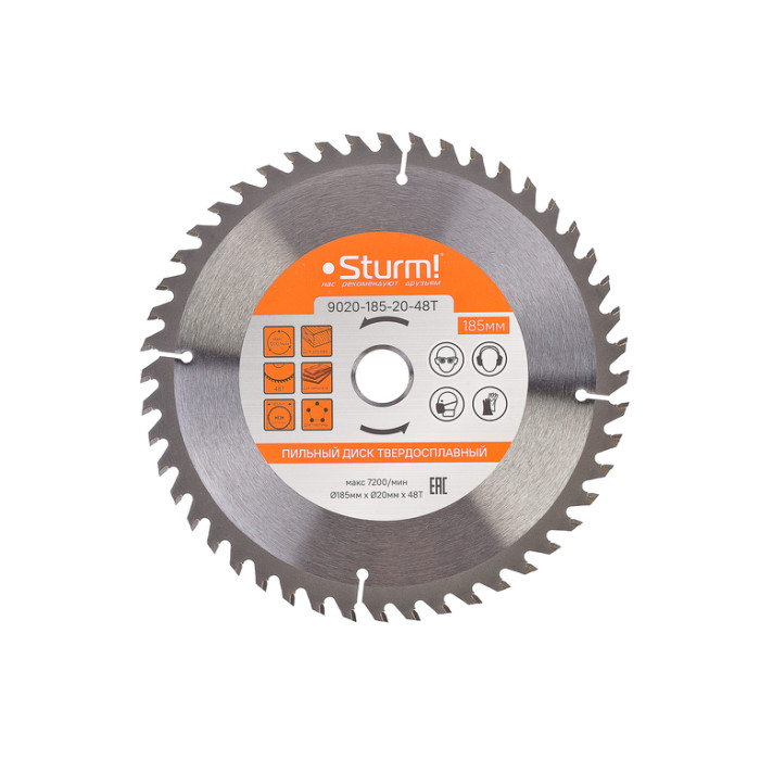 Sturm! 9020-185-20-48T Пильный диск, размер 185x20x48 зубьев С ПЕРЕХОД. КОЛЬЦОМ НА 16мм Sturm!