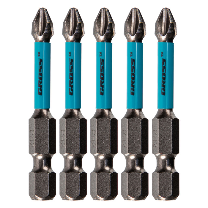 GROSS Набор бит торсионных PH2x50 мм, для ударных шуруповертов, 5 шт.// Gross (11490)