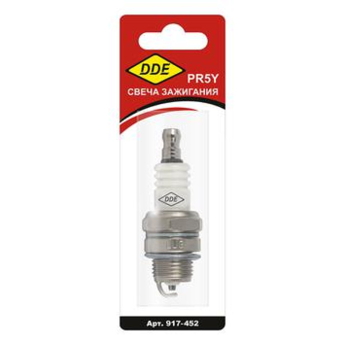 Свеча зажигания DDE - PR5Y (Champion RCJ6Y, Bosch WSR5F, NGK BPMR8A) бензопилы, триммеры, мотобуры д — артикул 917-452