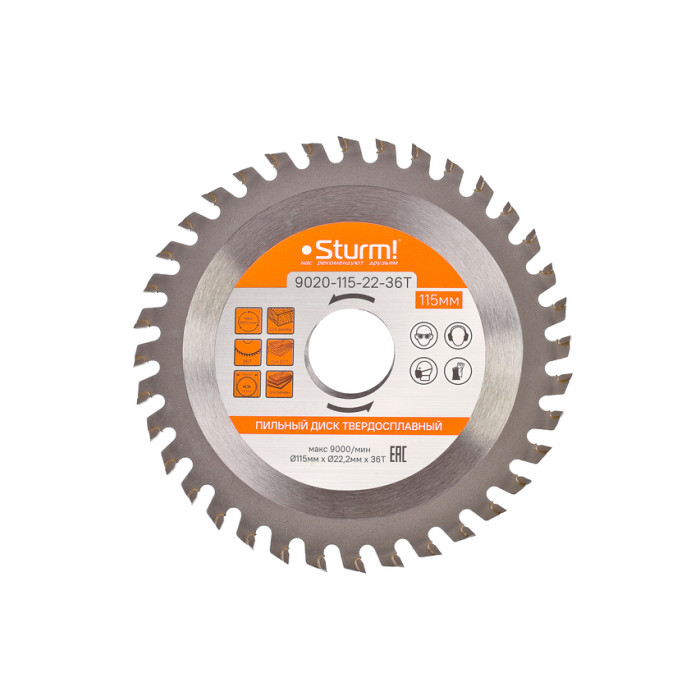 Sturm! 9020-115-22-36T Пильный диск, размер 115x22x36 зубьев, твердосплавные напайки Sturm!