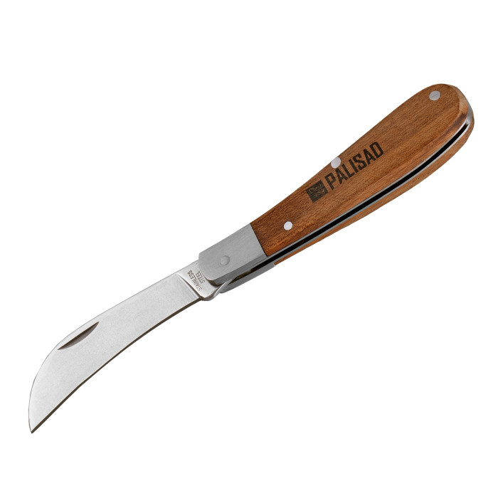 Palisad Нож садовый складной, изогнутое лезвие, деревянная рукоятка// Palisad (79 001) — артикул 79001