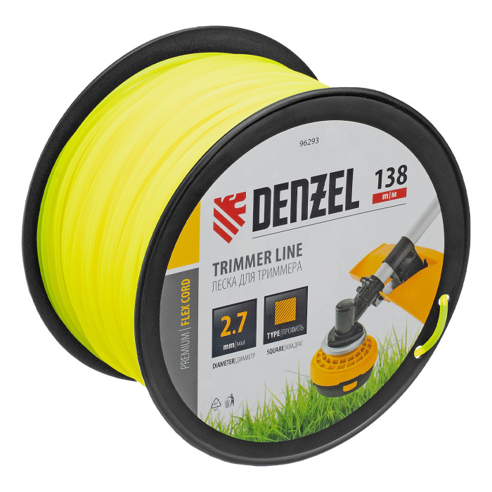 Сибртех Леска для триммера квадрат, 2,7м х 138м, на DIN катушке FLEX CORD// Denzel (96293)
