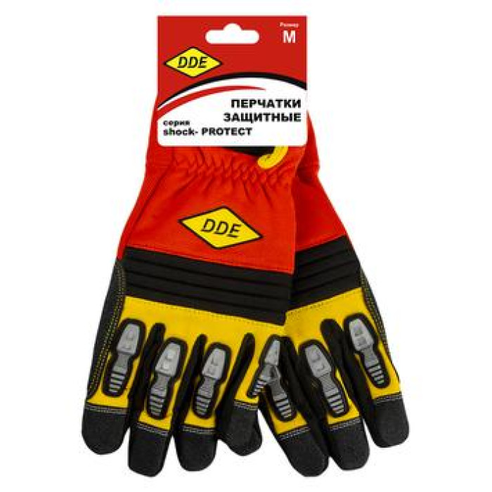 Перчатки DDE shock-PROTECT  кожа /спандекс,  размер  M — артикул 648-489