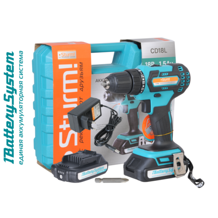Аккумуляторный шуруповерт Sturm! CD18L 1BatterySystem