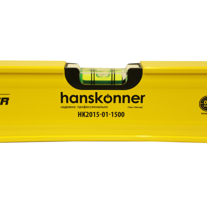 Hanskonner HK2015-01-1500 Уровень алюм.1500мм,3 колбы,усилен,фрезеров.,магнит,точность 0,5мм/м, Hans