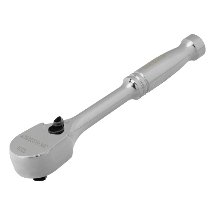GROSS Ключ-трещотка 1/4", CrV, 120 зубьев, цельнометаллический, хром// Gross (14050)