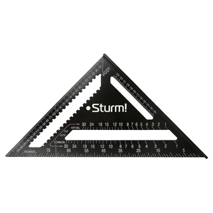 Sturm! 2020-07-300 Угольник 300мм, алюминиевый сплав, чёрная оксидация, белая шкала, Sturm!