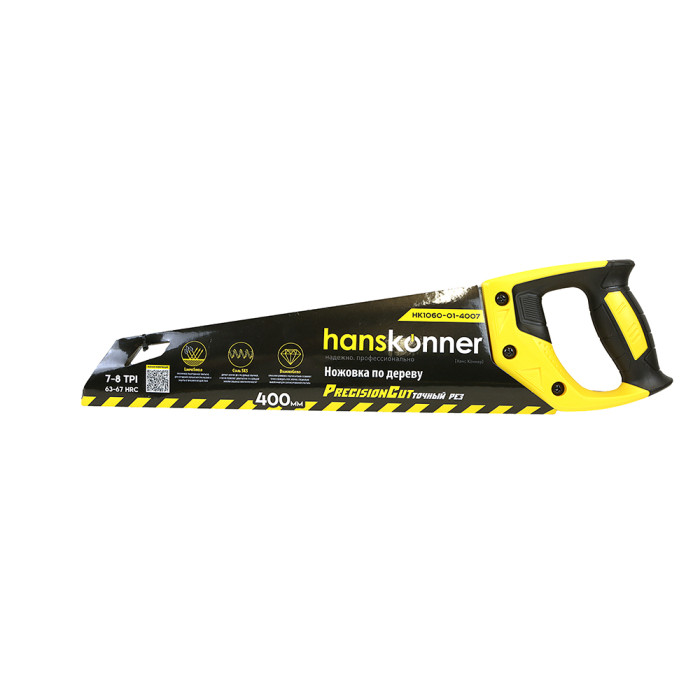 Hanskonner HK1060-01-4007 Ножовка по дереву, 400мм, 7-8 TPI, SK5, 3D зуб, чистый рез, Hanskonner