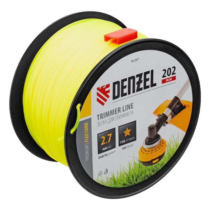 Сибртех Леска для триммера звезда, 2,7мм х 202м, на DIN катушке FLEX CORD// Denzel (96287)
