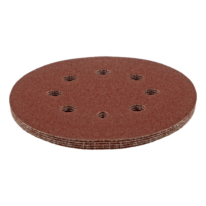 MATRIX Круг абразивный на ворсовой подложке под липучку, перфорированный, P 100, 125 мм, 5 шт.// Mat — артикул 73805