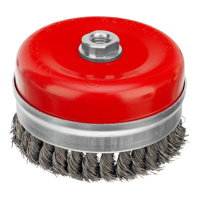 MATRIX Щетка для УШМ Heavy Duty, 125 мм, М14, чашка, крученая проволока 0,5 мм// Matrix (74 674) — артикул 74674