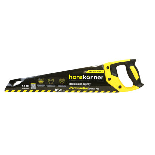 Hanskonner HK1060-01-4507 Ножовка по дереву, 450мм, 7-8 TPI, SK5, 3D зуб, чистый рез, Hanskonner