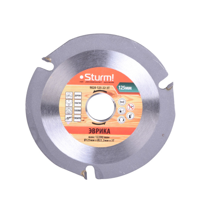 Sturm! 9020-125-22-3T Пильный диск Эврика по дереву для УШМ, размер 125x22x3 зуба, Sturm!