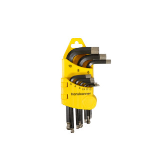 Hanskonner HK1045-04-9-S Набор шестигранных ключей коротк S2 ШАР наконеч, АЛМАЗ 9 шт (1.5-10мм) Hans