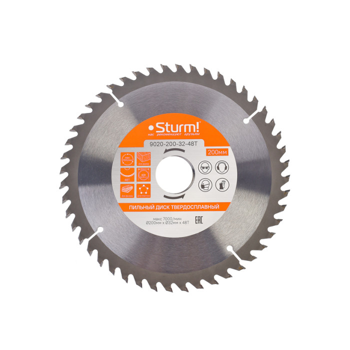 Sturm! 9020-200-32-48T Пильный диск, размер 200x32x48 зубов С ПЕРЕХОД. КОЛЬЦОМ НА 30мм Sturm!
